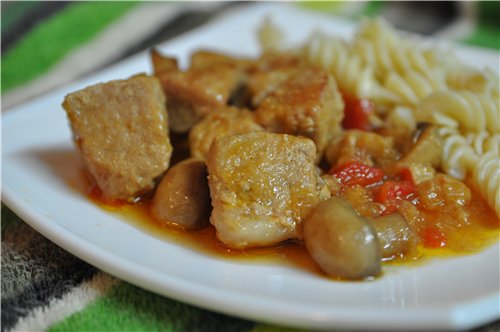 Тушёная свинина с грибами и перцем от Спасибо, Алён, ужин был вкусный