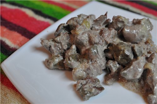 Куриная печёнка в сметане
