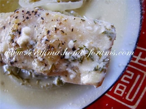Рыбное филе запеченое в сливках - рыбное филе - приправа "Лимон и перец" - пучок зелени укропа - 1-...