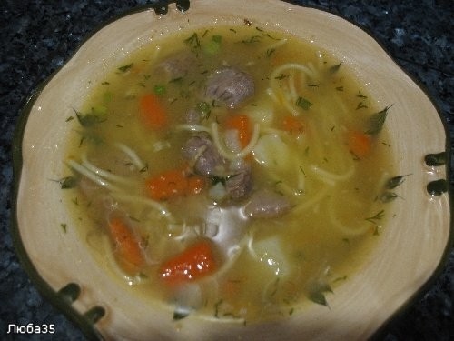 суп с куриными пупками без зажарки