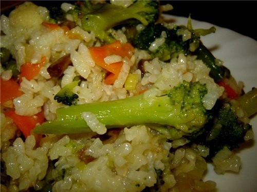 Arroz con verduras    ,     