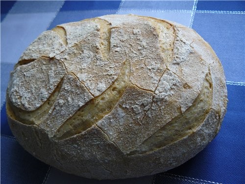 Простой белый хлеб, с хрустящей и немного резиноватой корочкой, мякишь мелкопористый слоистый - 2