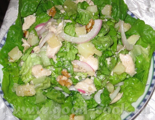 Салат "Гурман" из Мини-энциклопедии французской домашней кухни (Salade gourmande au poulet) Зел - 3