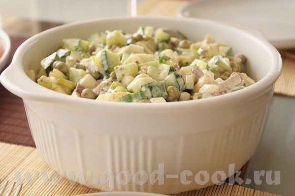Теплый салат из спаржи с курагой и фундуком Салат с языком и яблоком - 2
