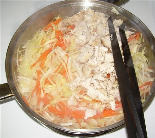 нуи по Японски "YAKI SOBA" с куриной грудинкой и овощами - 4