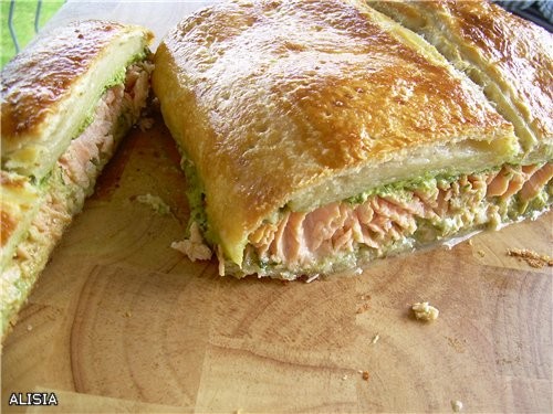 Clafoutis с Лососем,Лимоном, Укропом и Кабачком - 4