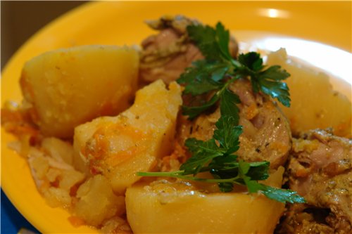 Жаркое с курочкой, но не с домашней рецепт Наташи stacnatalya, спасибки, вкусно