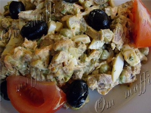 САЛАТ ЯЗЫЧЕСКИЙ С МАСЛИНАМИ Язык говяжий - 1шт