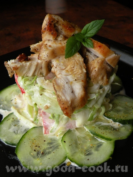 ,,ТЕПЛЫЙ,, САЛАТИК ИЗ КУРИНОГО БЕЛОГО МЯСА Я ЗАНЕСЛА ЭТО БЛЮДО СЮДА ,ТАК КАК ПОДАЮ ЕГО КАК ВТОРОЕ Б...