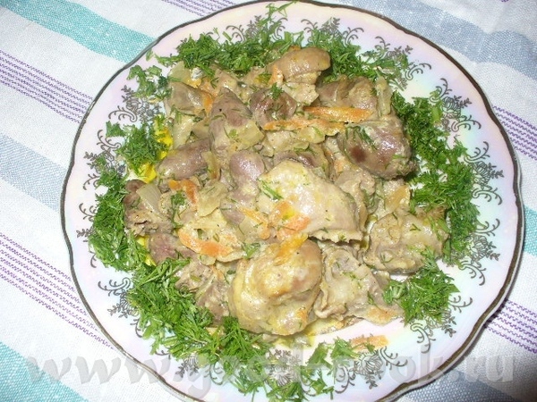 куриные потраха с овощами состав 500гр сердечек куриных 500гр желудочек 3 моркови 8 средних луковиц...