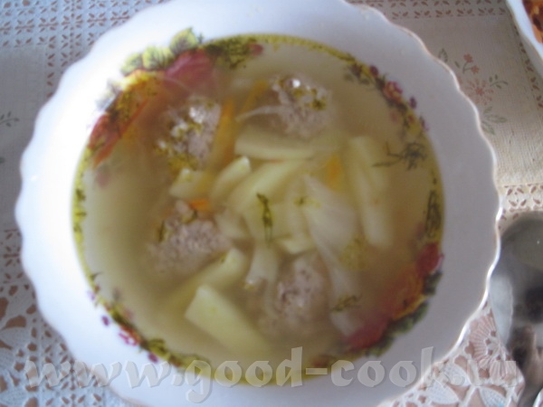 Легкий суп с фрикадельками что нужно: * Мясной фарш * Капустка * Картошка * Морковка * Лук * Болгар... - 4