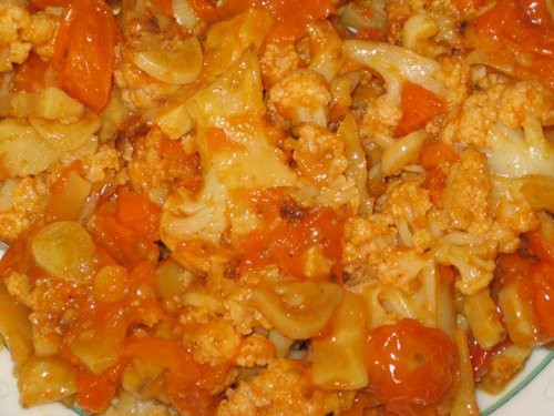 Ужин в духовке "Брокколи и все все все" Курица с луком-пореем Цветная капуста тушенная в помидорках... - 5