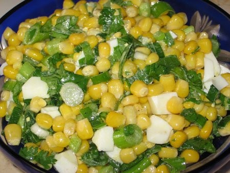 Салат из кукурузы с яйцом и луком 300 гр кукурузы в початках 40 гр зеленого лука 1 яйцо 5 гр сахара...