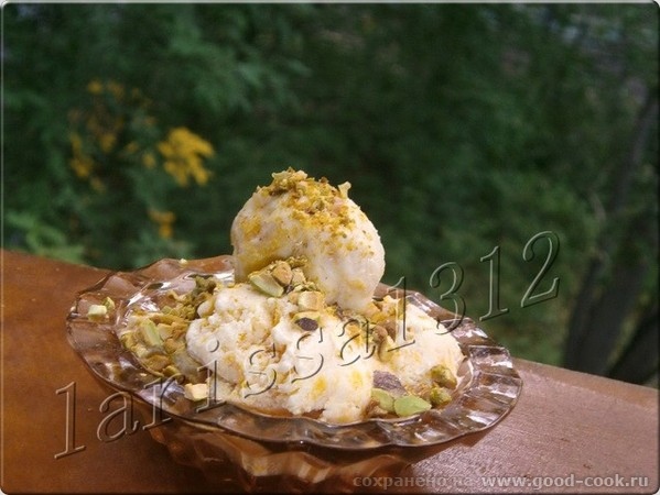 Тыквенное мороженое с курагой и фисташками 200 г печёной тыквы с курагой 200 г сметаны 20% жирности (или сливок) 70г ф... - 2
