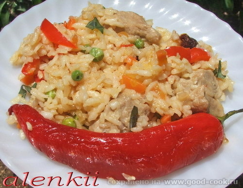 Ризотто с мясом и зеленым горошком Спасибо,девчата