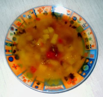 Сегодня у меня был картофельный супчик и курочка с рисом и овощами