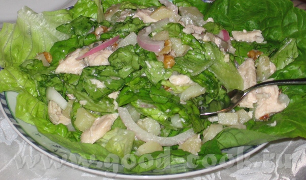 Салат "Гурман" из Мини-энциклопедии французской домашней кухни (Salade gourmande au poulet) Зел - 2