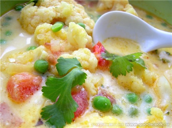 Карри с цветной капустой и зеленым горошком / Curry de chou-fleur et de petits pois