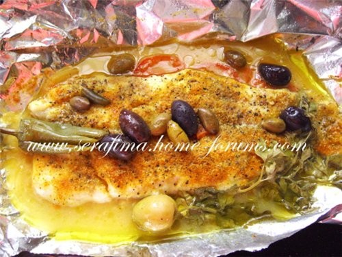 Рыбное филе запеченое с оливками
