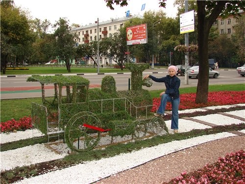 Паровоз паркуется прямо у автобусной остановки Повозка куда-то везет даму с кавалером мимо обувного...