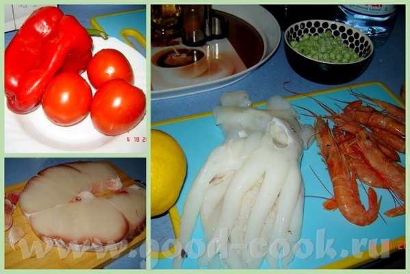 Paella de mariscos y pescado sepia () -300  (     - 5