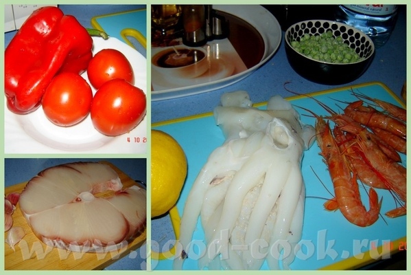 Paella de mariscos y pescado sepia (каракатица) -300 г (я использовала только часть каракатицы - 5