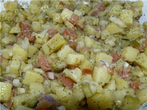 Картофельный салат с семгой(лакс) Картошкa, отвар