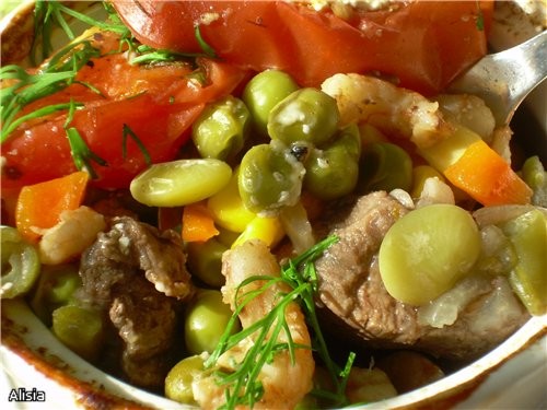 Горшочек Овощной с Креветками и Говядиной - 2