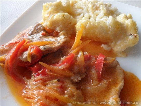 Свинина жареная с луком Свинина тушёная большими кусками Приятного аппетита