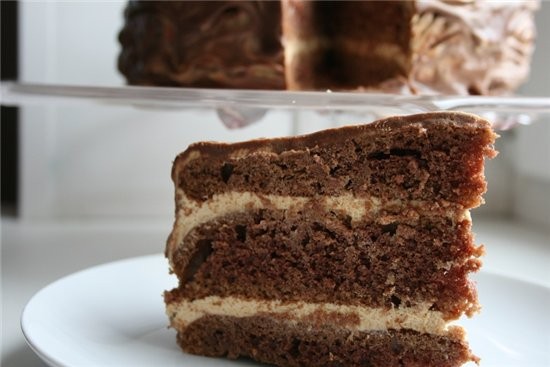 трехслойный шоколадный торт очень вкуный,высокий торт,по мотивам с какого-то зарубежного сайта,ищу...