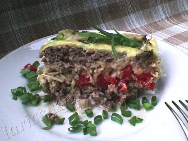 МЯСНАЯ ЗАПЕКАНКА С БОЛГАРСКИМ ПЕРЦЕМ, ЗЕЛЕНЬЮ И СЫРОМ - 2