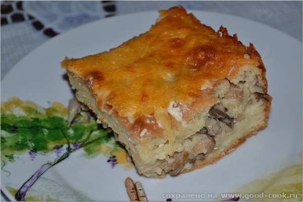 ЗАЛИВНОЙ ПИРОГ ИЗ КУКУРУЗНОЙ МУКИ С ГРИБАМИ