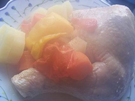 курица для кускуса по таймански курица картошка морковка батата лук кабачки помидоры соль корица му...
