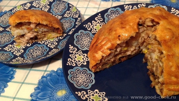 Курник из слоеного теста