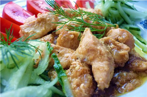 КУРИЦА В ИНДИЙСКОМ СТИЛЕ, С ЯБЛОКАМИ