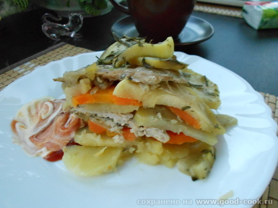 мясо слоями с овощами