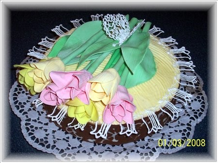Торт с тюльпанами,сестрёнке на день рождения - 2