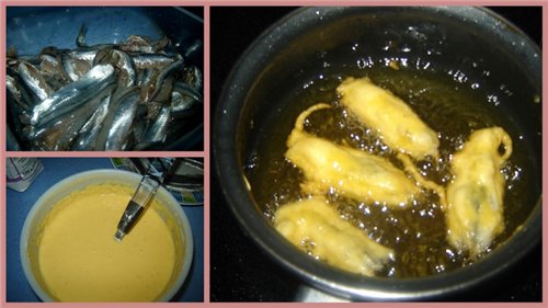 Boquerones aliсados rebozados en harina de tempura Анчоусы в кляре анчоусы - 500 г соль, черный пер... - 5