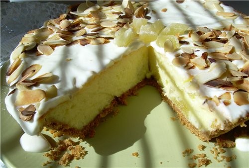 Творожный торт с ананасами и лимоном - 2