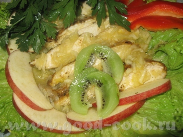 КУРИНОЕ ФИЛЕ ПОД АПЕЛЬСИНОВО- ЯБЛОЧНЫМ СОУСОМ Я думаю, любители мяса под фруктовыми кисло-сладкими...