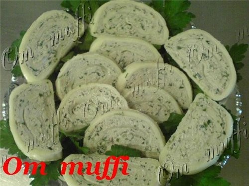 РУЛЕТ СЫРНЫЙ С ТВОРОГОМ И ОРЕХАМИ Рецептура: Твердого сыра - 500гр