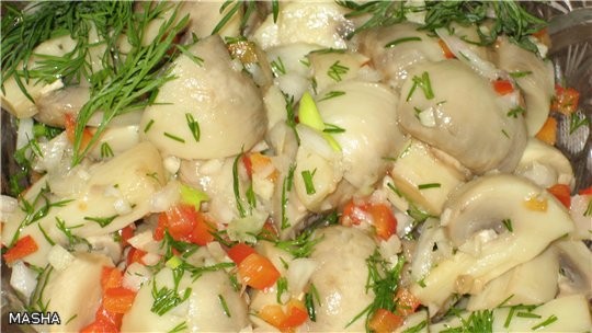 МАРИНОВАННЫЕ ШАМПИНЬОНЫ 1кг некрупных свежих шампиньонов 1 луковица 3 зубчика чеснока 1 небольшой к...