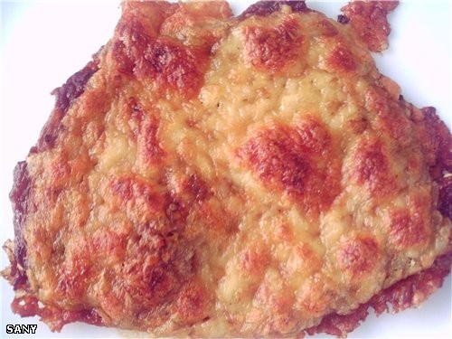 Иринка, принимай спасибку за МЯСО С СЫРНОЙ КОРОЧКОЙ