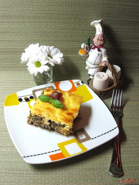 Мясная запеканка с запеченными баклажанами