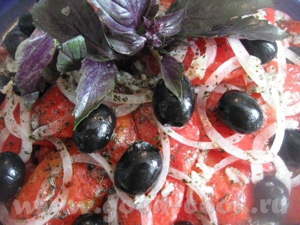 МАРИНОВАННАЯ ЗАКУСКА ИЗ ПОМИДОРОВ С ЛУКОМ И ОЛИВКАМИ Очень вкусная и красивая закуска