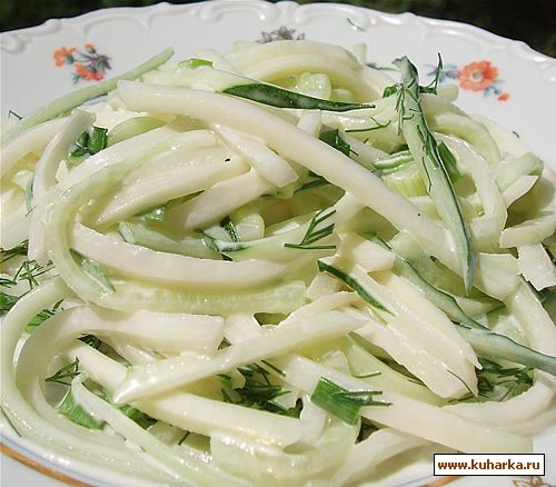 "САЛАТ С КОЛЬРАБИ И ОГУРЦАМИ"