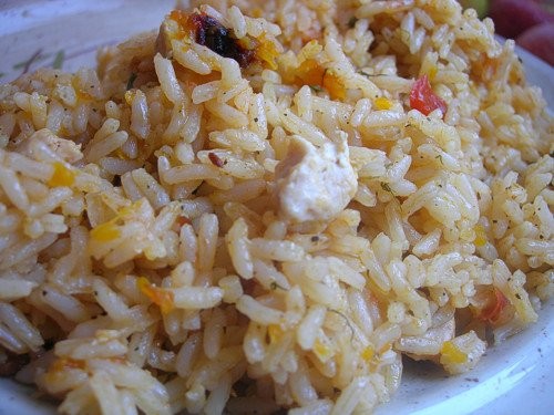 А у нас плов с курицей был