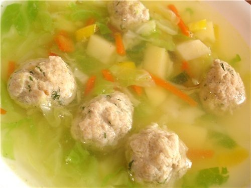 ОВОЩНОЙ СУПИК С МАННО-МЯСНЫМИ КЛЕЦКАМИ Салатик (капусточка, укроп, соль, растит