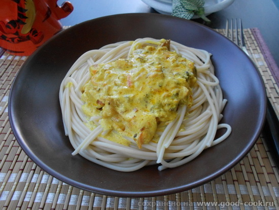 куриное филе с грибами в сметане с карри