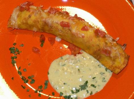 Блинчики тыквенные с курицей и кари-соусом